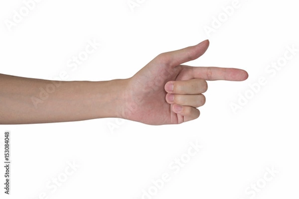 Obraz man hand pointing isolated with white background