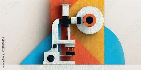 Obraz Vision Research Month Abstract geometric art with colorful shapes and stylized microscope