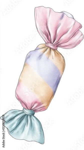 Obraz National Candy Month Pastel wrapped candy with multicolored wrapper and twisted ends