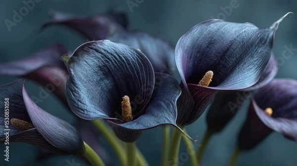 Obraz Elegant calla lilies in moody lighting for floral design and decor inspiration