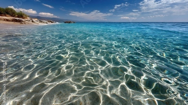 Obraz Crystal clear turquoise waves on a sunny day at a sandy beach