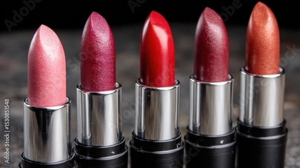 Obraz Assorted lipstick collection with various shades and textures