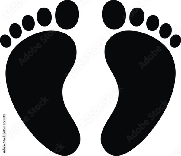 Obraz Baby Footprints Silhouette - Newborn & Parenthood Icon

