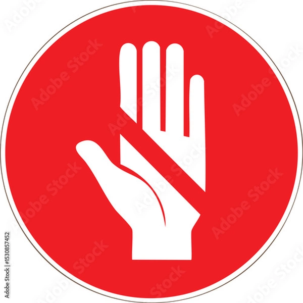 Obraz No Entry Hand Stop Sign - Prohibited Access & Warning Icon

