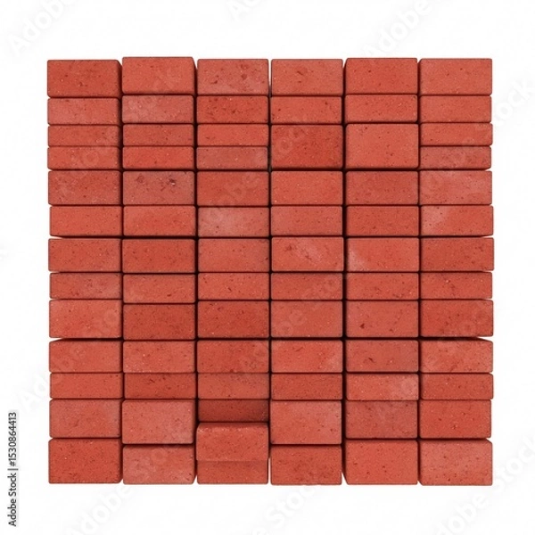 Fototapeta Evenly arranged red bricks, exuding sturdiness, lie elegantly,