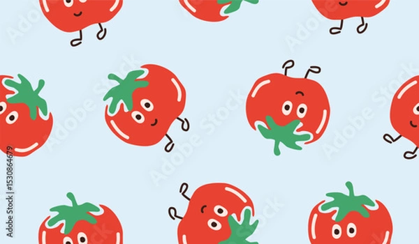 Fototapeta Cute tomato pattern background vector design