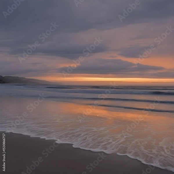 Obraz Serene sunset paints the sky and sea with fire.