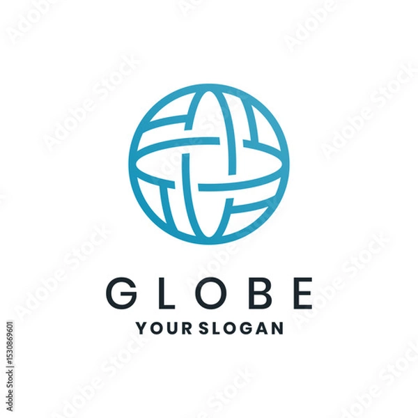 Fototapeta Modern globe logo design with abstract round lines