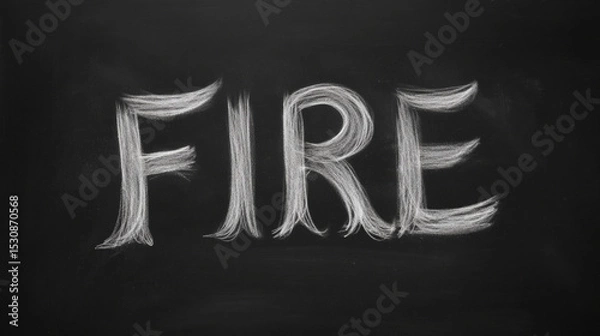 Obraz Financial Independence Retire Early concpet ,FIRE concept drawn on chalkboard, showcasing creativity and expression