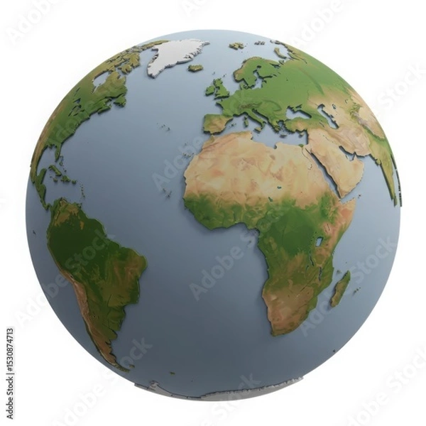 Fototapeta 3d earth globe model isolated on white background