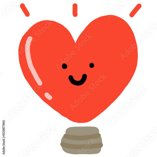 Obraz red heart with a bulb