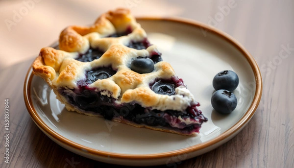 Fototapeta 大粒ブルーベリーがたっぷり！焼き立てのホームメイドパイ