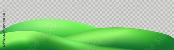 Fototapeta 3D  landscape with green hills, mountains, and a textured grass field creates a playful eco friendly park scene.Childish vector illustration.