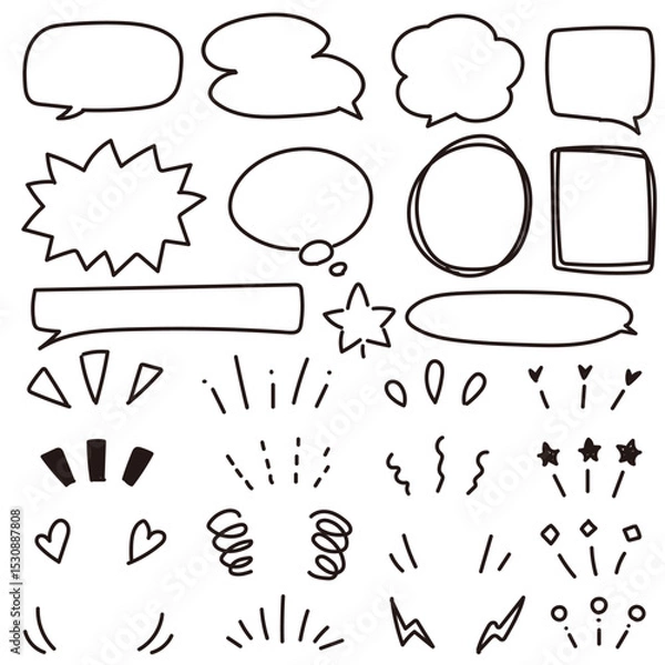 Obraz 手描きの吹き出しあしらいセット