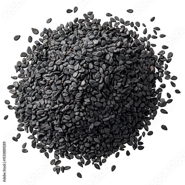 Fototapeta Heap of tiny, dark sesame seeds