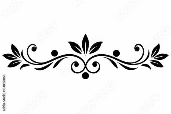 Fototapeta illustration, vector, border - frame, ornate, outline, design element, symbol, single line, calligraphy, cut out, doodle, filigree, horizontal, separation, dividing, scribble, heart shape, decoration,