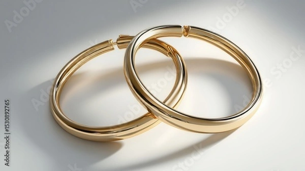 Fototapeta Elegant gold hoop earrings showcasing timeless beauty and craftsmanship on a pristine white surface for inspiring jewelry lovers