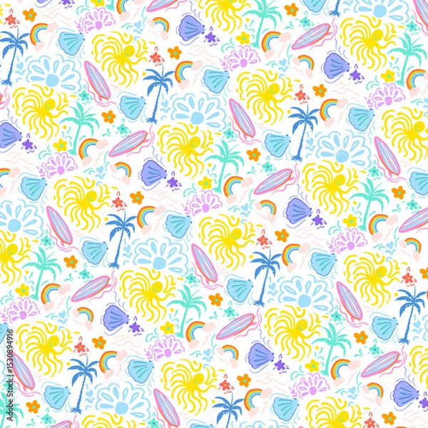 Fototapeta seamless pattern summer with flowers