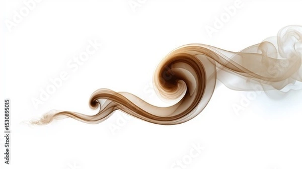 Fototapeta Abstract brown smoke swirls on white background. Elegant, flowing design.