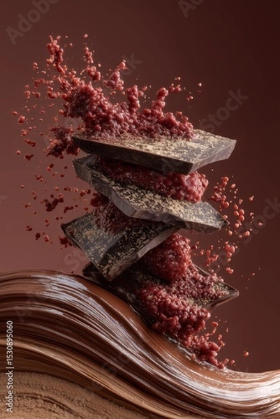 Fototapeta Dark Chocolate Explosion! Rich, decadent layers of chocolate with a burst of flavor.