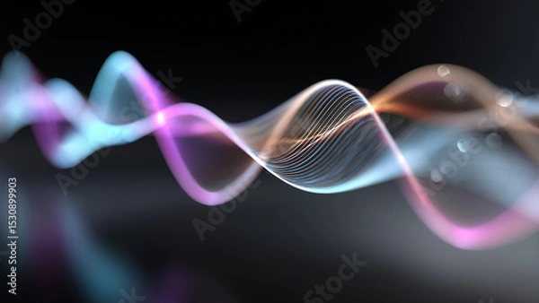 Fototapeta An abstract image of waves intersecting on a dark background, creating bright and dark interference bands. Smooth and sinusoidal waves converge symmetrically, symbolizing motion and balance.