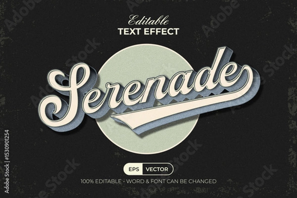 Fototapeta Serenade Editable Text Effect Retro Vintage Style.