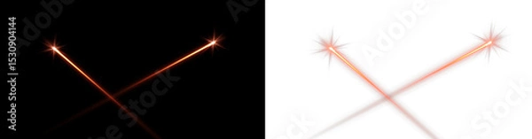 Obraz Vector laser security beam illustration with neon glow lines on transparent background – creative abstract light design element.