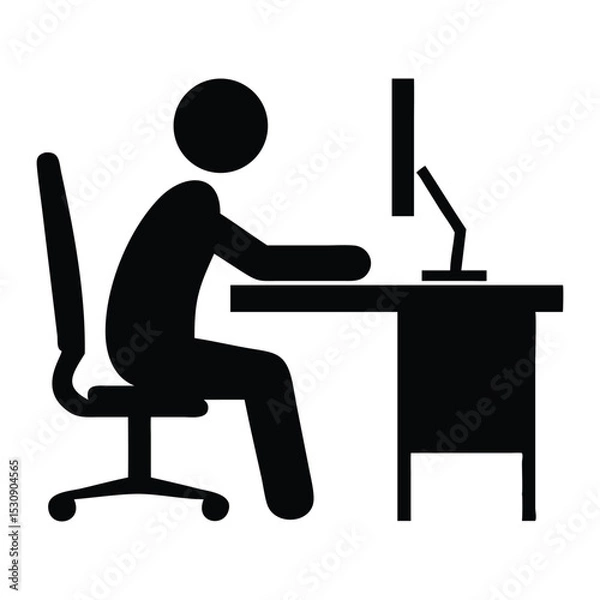 Obraz businessman working on computer icon