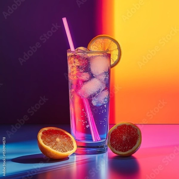 Fototapeta Refreshing Modern Drink in Vibrant Style