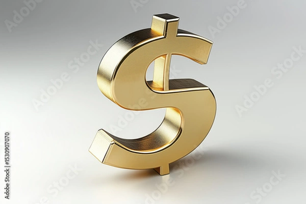 Obraz Polished Golden Dollar Sign Symbol on Clean Background Representing Wealth and Financial Success