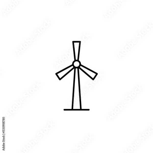 Fototapeta Outline illustration of a wind turbine in a minimalist style  