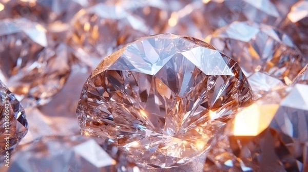 Obraz Brilliant diamonds with clear facets on a dark background. Used in jewelry catalogs and advertising.
