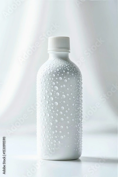 Obraz White bottle with water droplets and soft background
