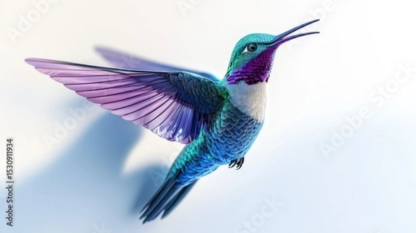 Fototapeta Vibrant Hummingbird in 3D Light and Shadow