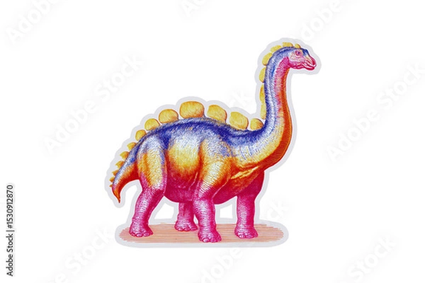 Fototapeta Vibrant Color Illustration of a Stegosaurus Dinosaur with Transparent Background