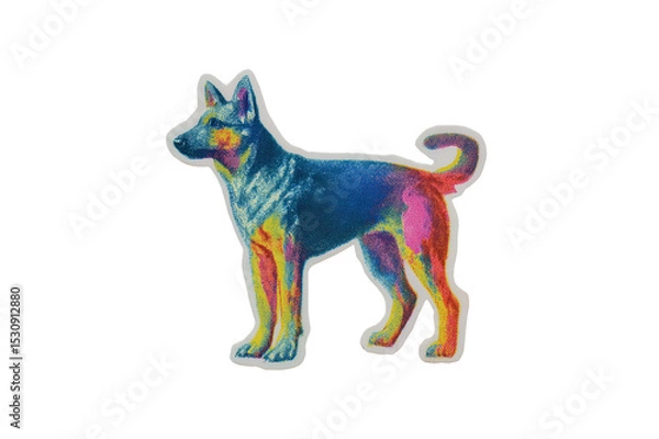 Fototapeta Vibrant multicolored dog illustration on a transparent background A German Shepherd standing sideways