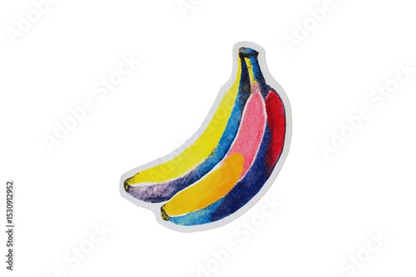 Fototapeta Two Vibrant Bananas Illustrated With Multicolored Paint Strokes On A Transparent Background Transparent Background