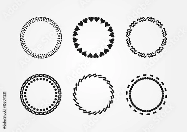 Fototapeta Set of round frames drawn by hand. Doodle, sketch.