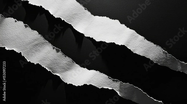Obraz Minimalist abstract composition of torn white paper with high contrast shadows and textures