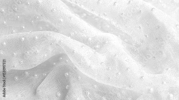 Obraz Minimalist polka dot white background with subtle textures and gentle fabric waves