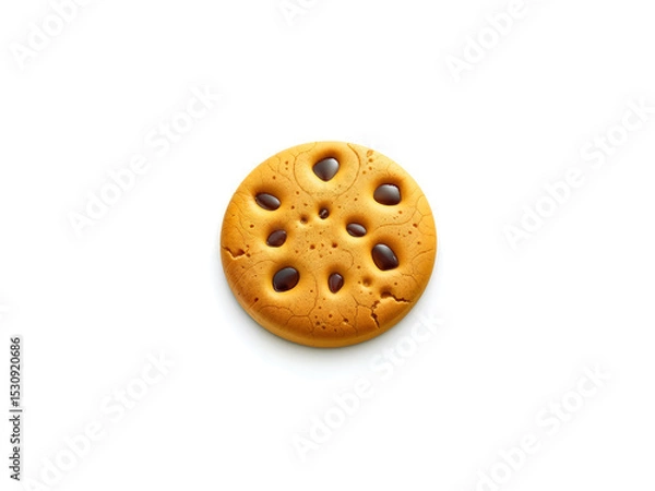 Fototapeta Tasty chocolate chip cookie icon in top view, great for snack, dessert, and food-related designs. Generative AI