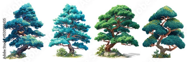 Fototapeta Colorful Trees in Different Styles for Creative Projects and Designs