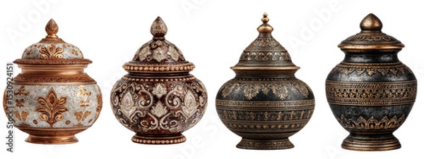 Fototapeta Ornate Decorative Pots with Intricate Designs and Rich Colors