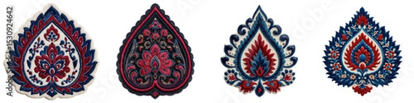 Fototapeta Colorful Decorative Textile Patterns with Red and Blue Details