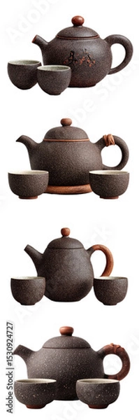 Fototapeta Elegant Teapot Collection with Teacups in Traditional Style