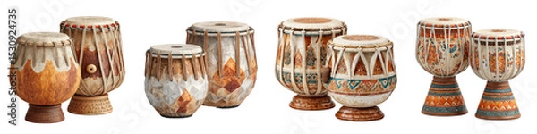 Fototapeta Colorful Handcrafted Drums with Intricate Designs and Patterns