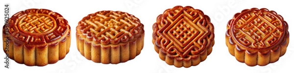 Fototapeta Traditional Mooncake Varieties with Intricate Designs and Patterns