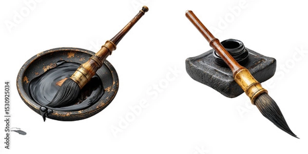 Fototapeta Traditional Brush and Ink Stone for Calligraphy Art Creation