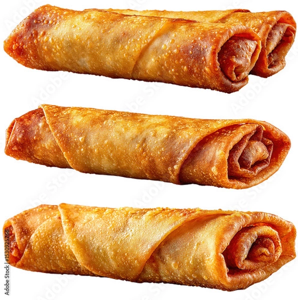 Fototapeta Crispy Golden Spring Rolls with Delicious Filling, Perfect Snack