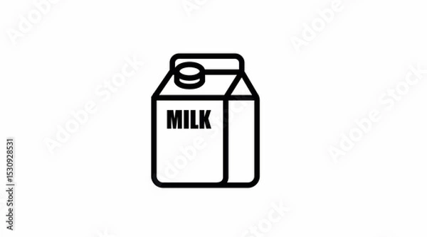 Fototapeta Milk Box Icon. Vector isolated editable black and white simple illustration of a milk box